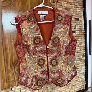Vintage 90’s Classic 100% beaded & embroidered silk vest size 8